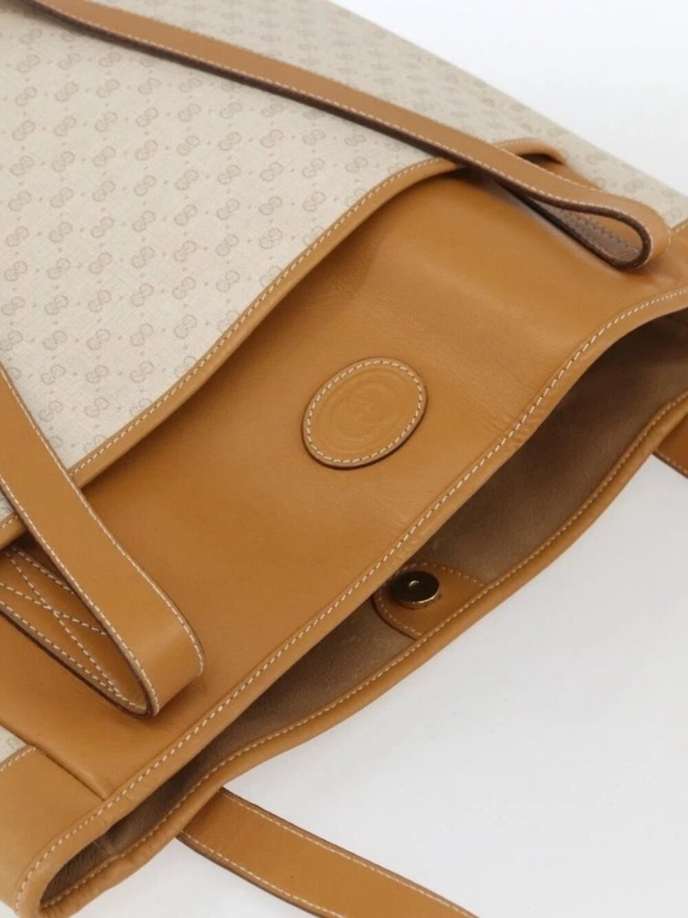 GUCCI Micro GG Supreme Tote Bag PVC Leather Beige Gold 002 115 0135 Auth BA9404 - Picture 7 of 16